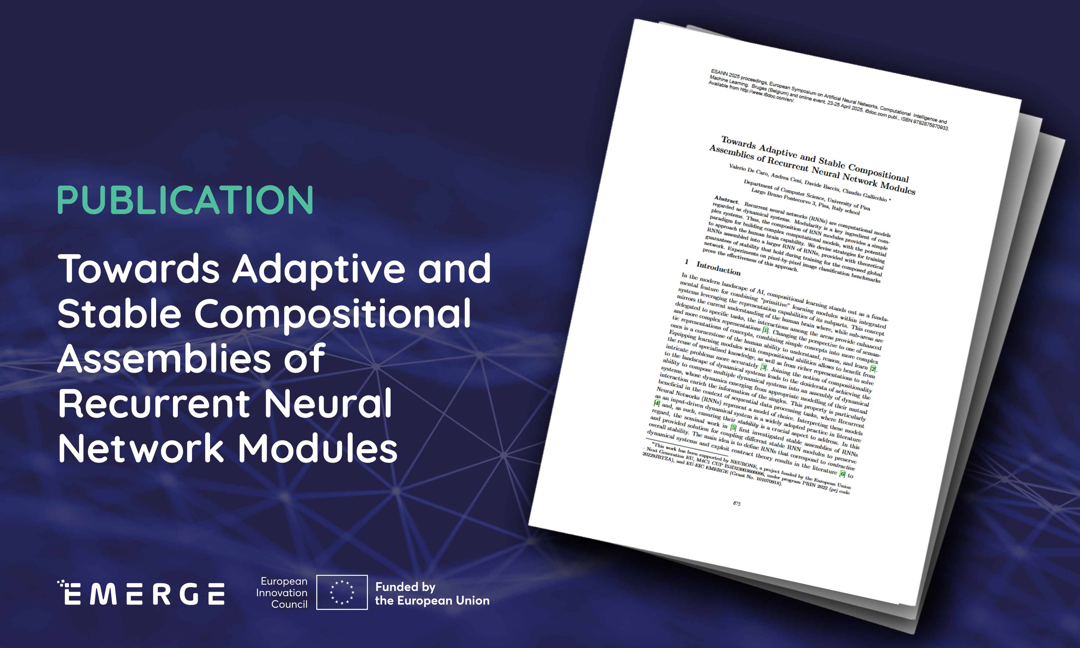 Publication: Towards Adaptive and Stable Compositional Assemblies of Recurrent Neural Network Modules 